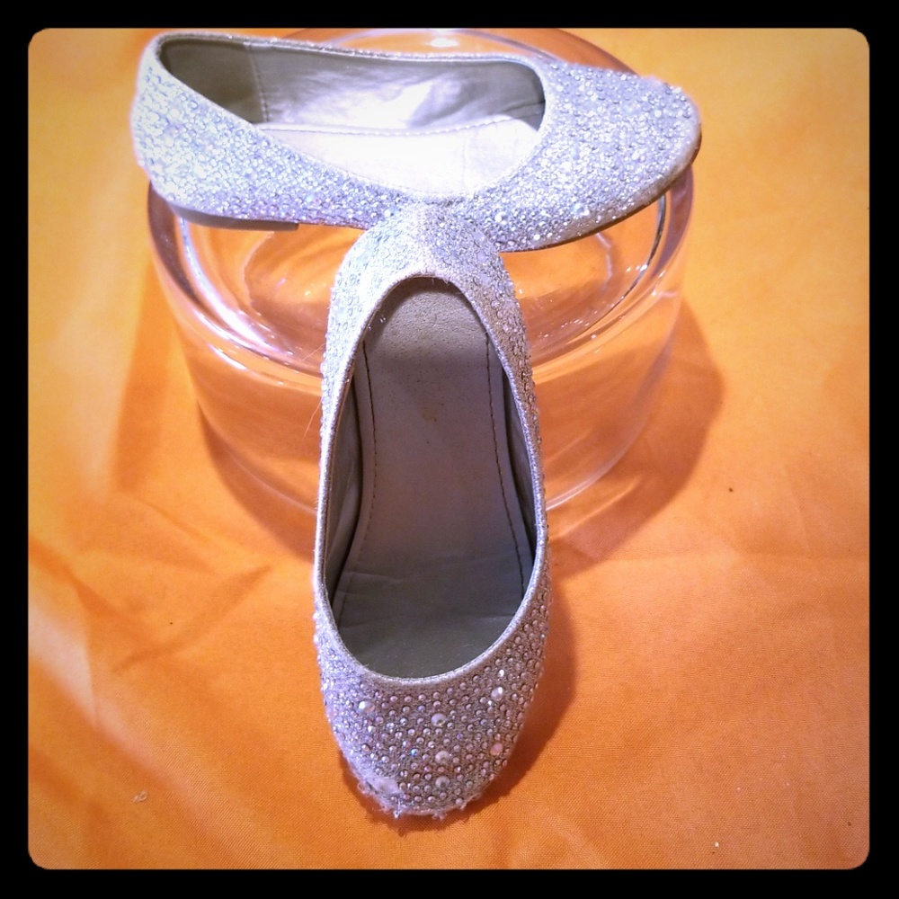 Silver sparkle flats